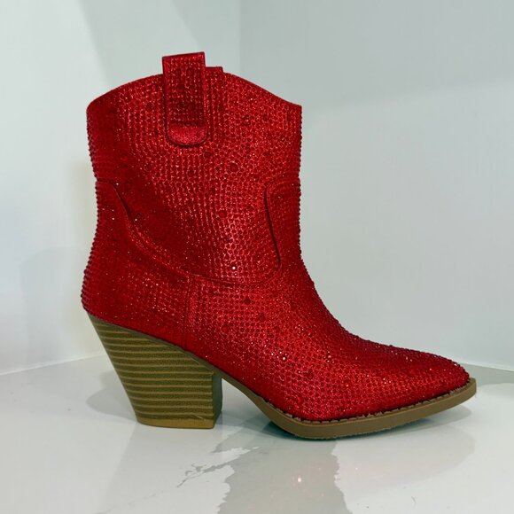 ✨ Red Rhinestone Western Boots ✨ - Picture 2 of 6